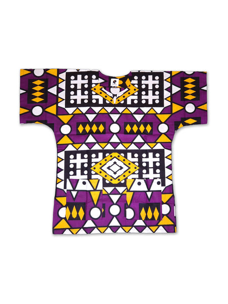 Púrpura Amarillo Samakaka Dashiki Shirt / Dashiki Dress - Top con estampado africano - Unisex