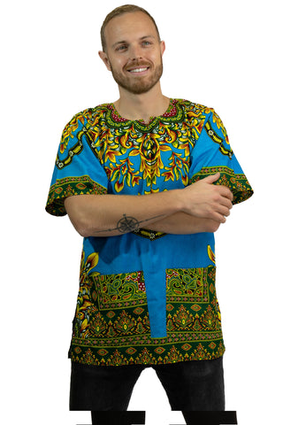 Azul Shirt / Dashiki Dress - Top con estampado africano - Unisex