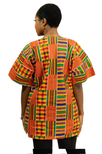 Multicolor Kente Shirt / Dashiki Dress - Top con estampado africano - Unisex