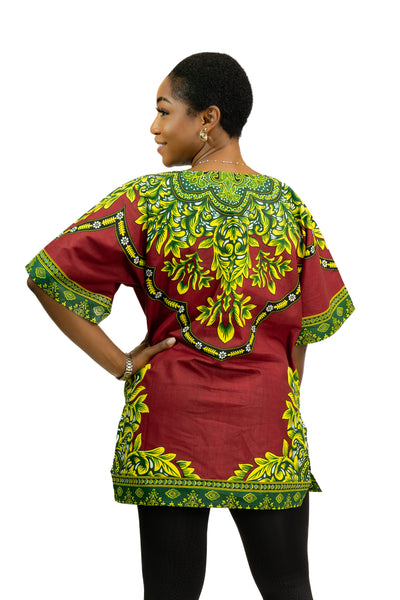 Rojo Shirt / Dashiki Dress - Top con estampado africano - Unisex