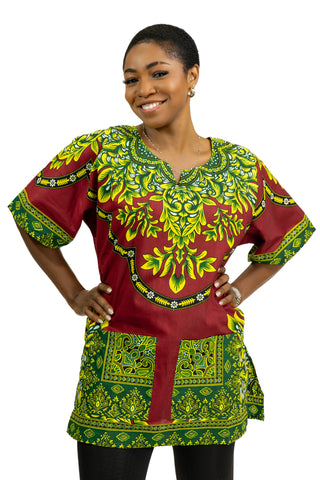 Rojo Shirt / Dashiki Dress - Top con estampado africano - Unisex