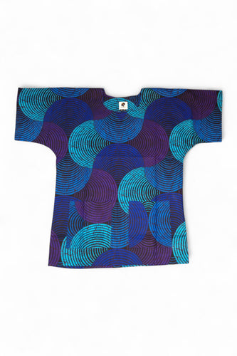 Azul & Turquesa Concentric Circle Design Dashiki Shirt / Dashiki Dress - Top con estampado africano - Unisex