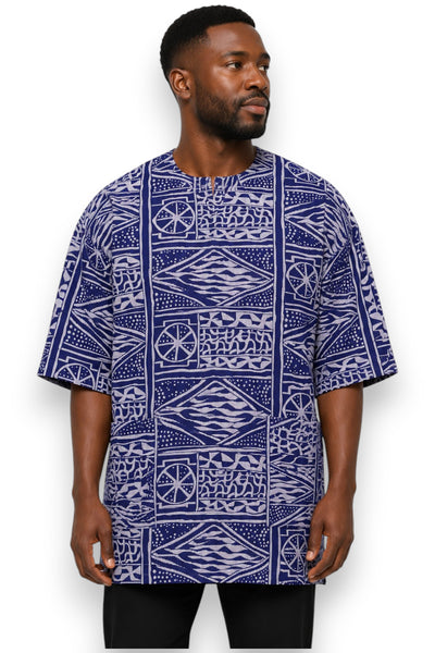 Azul Ndop Cameroon Dashiki Shirt / Dashiki Dress - Top con estampado africano - Unisex