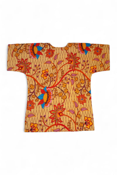 Beige & Naranja Botanical Flow Dashiki Shirt / Dashiki Dress - Top con estampado africano - Unisex