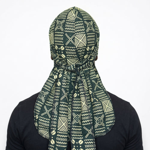Durag / Du-rag / Do-rag / Bandana - Unisex - Verde Bogolan