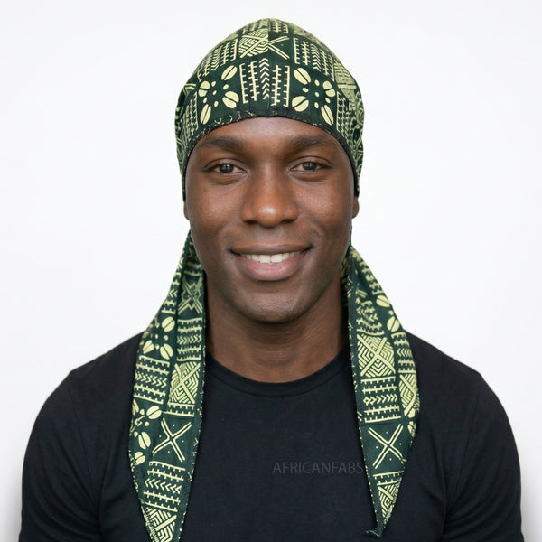 Durag / Du-rag / Do-rag / Bandana - Unisex - Verde Bogolan