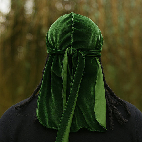 Velvet Durag / Du-rag / Do-rag / Bandana - Unisex - Verde musgo