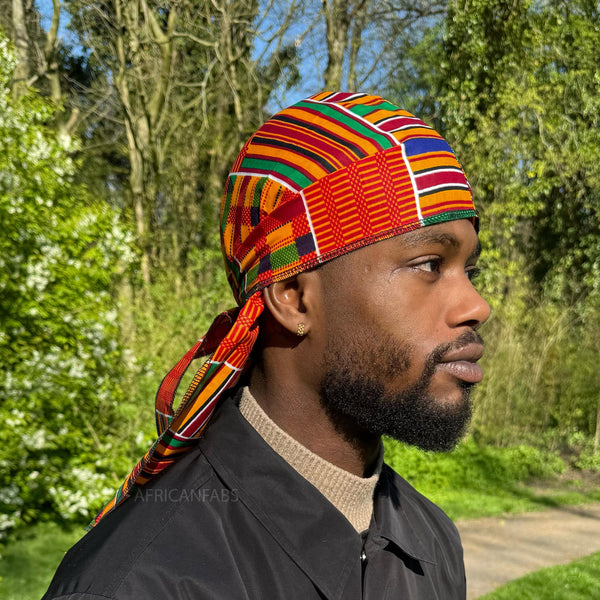 Durag / Du-rag / Do-rag / Bandana - Unisex - Amarillo / verde Kente