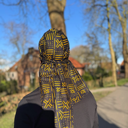 Durag / Du-rag / Do-rag / Bandana - Unisex - Barro Negro / Amarillo