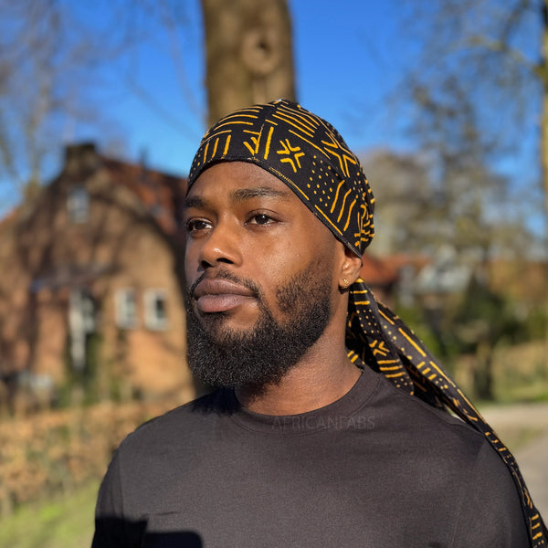 Durag / Du-rag / Do-rag / Bandana - Unisex - Barro Negro / Amarillo