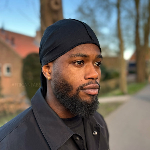 Durag / Du-rag / Do-rag / Bandana - Unisex - Negro Algodón