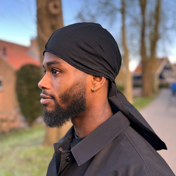 Durag / Du-rag / Do-rag / Bandana - Unisex - Negro Algodón