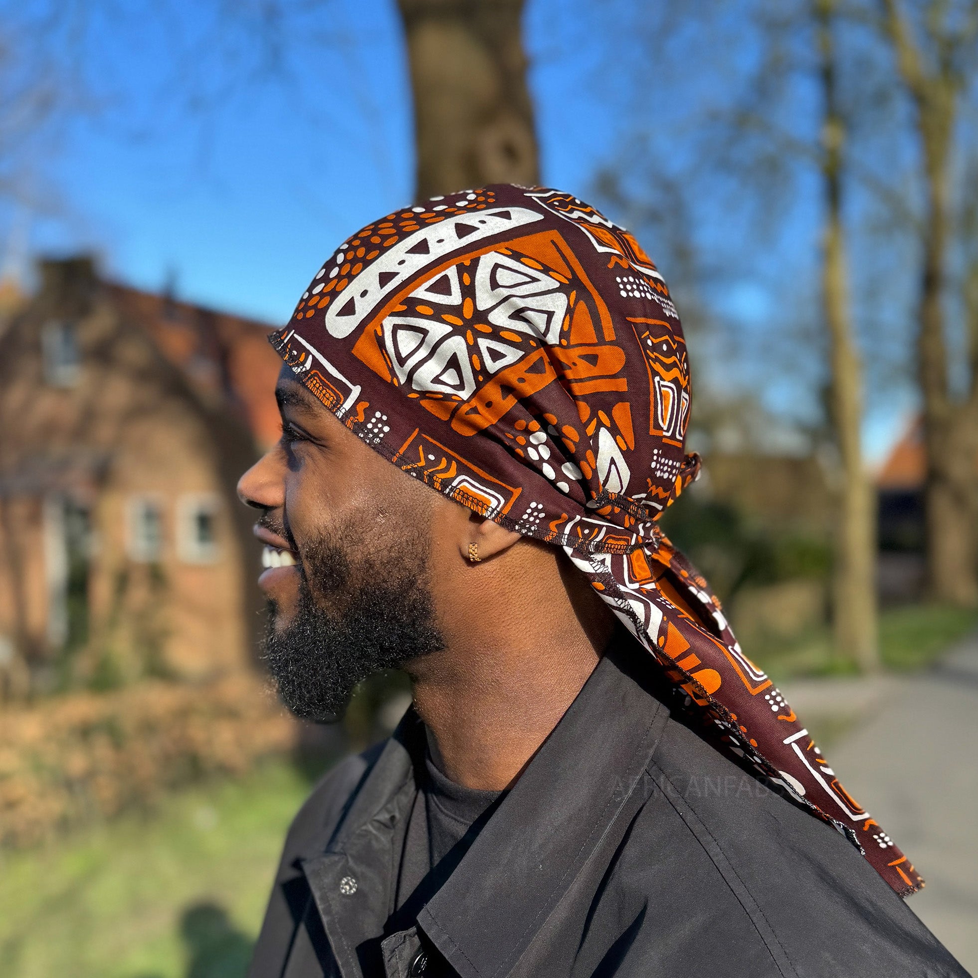 Durag / Du-rag / Do-rag / Bandana - Unisex - Patrones marrones / Tela de barro