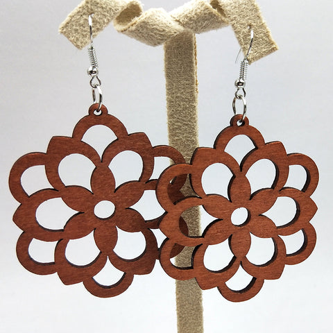 Pendientes Estampado Africano | Pendientes flor marrón símbolo
