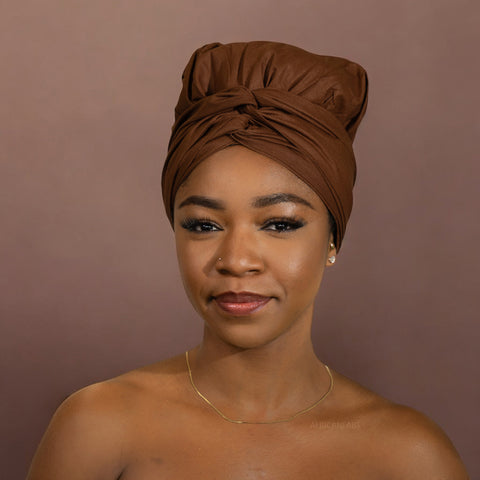 Easy headwrap - Gorro de pelo con forro satinado - Color sólido marrón