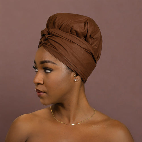 Easy headwrap - Gorro de pelo con forro satinado - Color sólido marrón