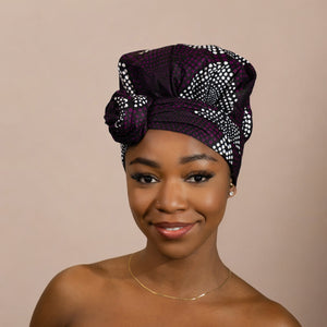 Easy headwrap - Gorro de pelo con forro de satén - Morado Diamonds