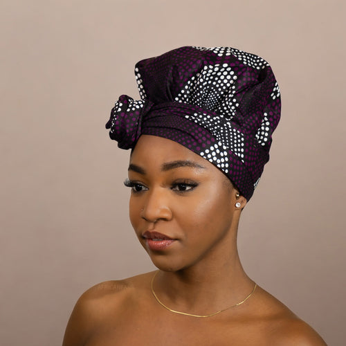 Easy headwrap - Gorro de pelo con forro de satén - Morado Diamonds