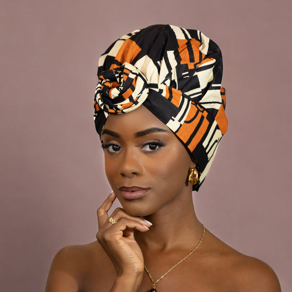 Easy headwrap - Gorro forrado de raso - Naranja / negro