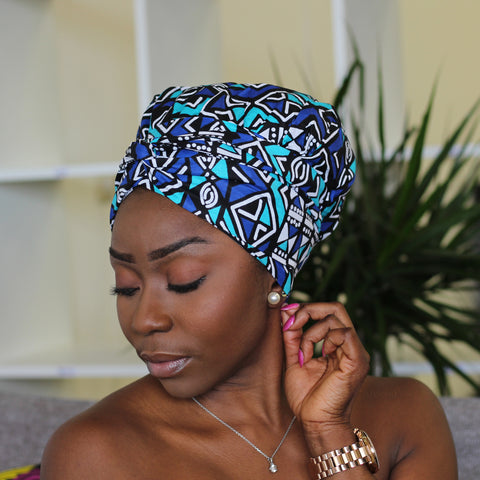 Easy headwrap - Gorro forrado de raso - Azul / turquesa Ame