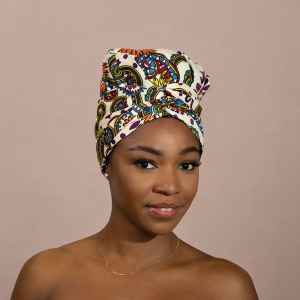 Easy headwrap - Gorro de pelo con forro de satén - Blanco Paisley