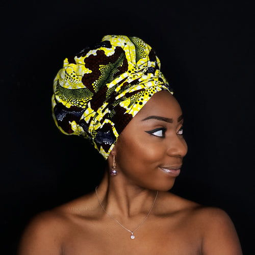 Easy headwrap - Gorro forrado de raso - Flor amarillo