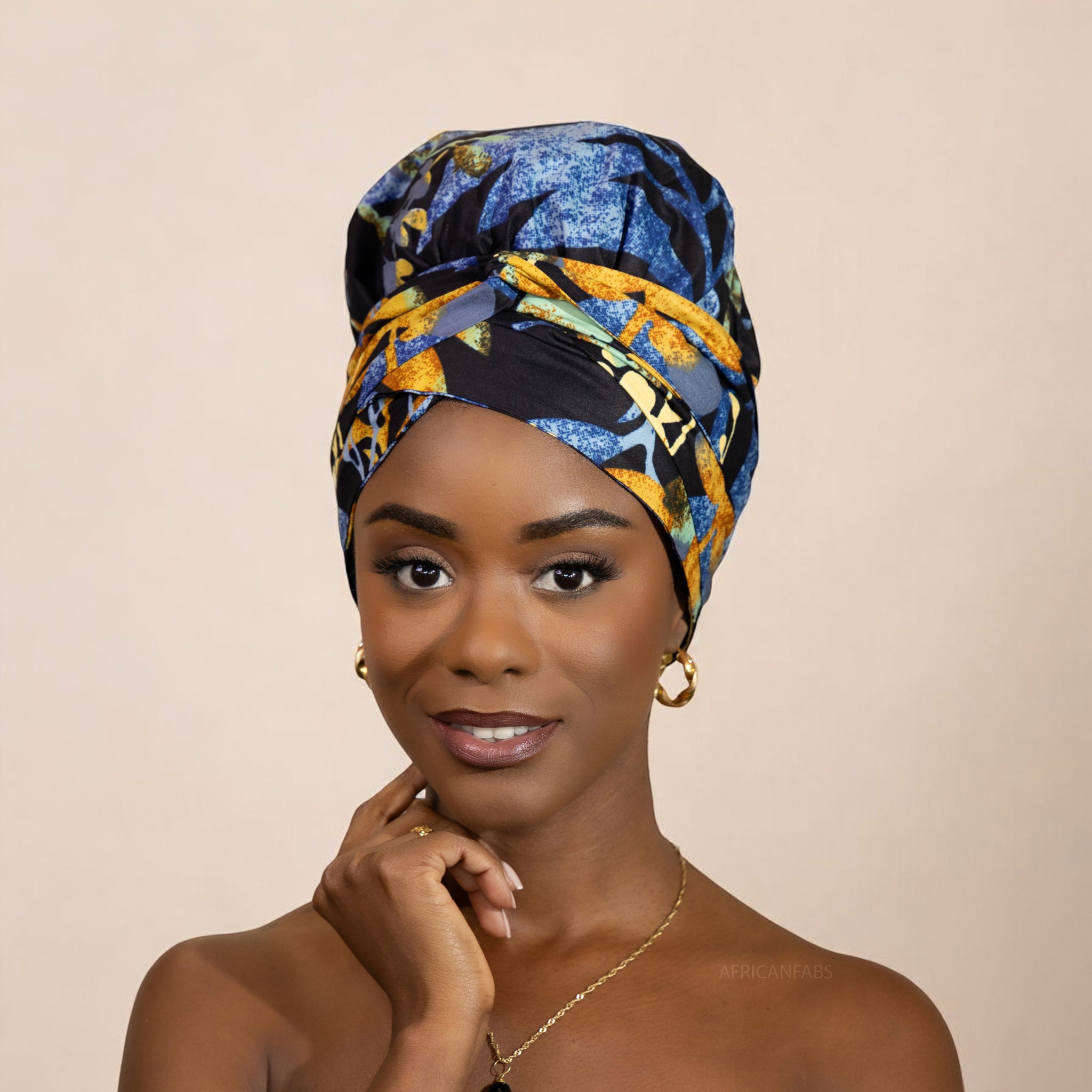 Easy headwrap - Gorro forrado de raso - Azul / negro