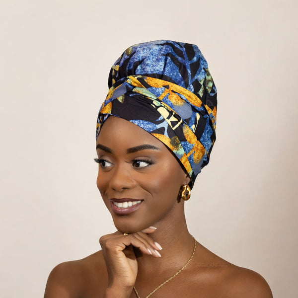 Easy headwrap - Gorro forrado de raso - Azul / negro