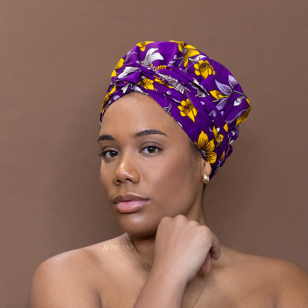 Easy headwrap - Gorro forrado de raso - Flor Morado