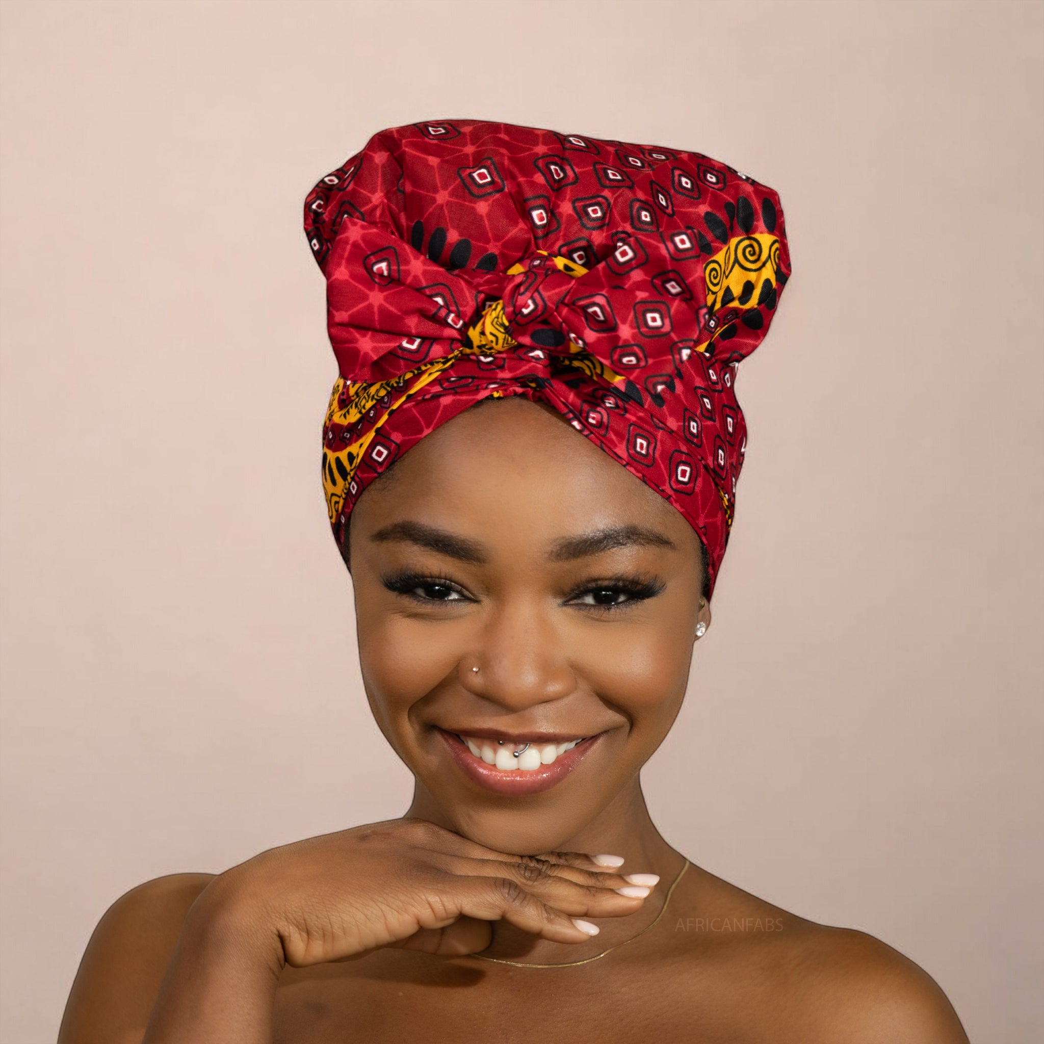 Easy headwrap - Gorro forrado de raso - Rojo Dotted Patterns