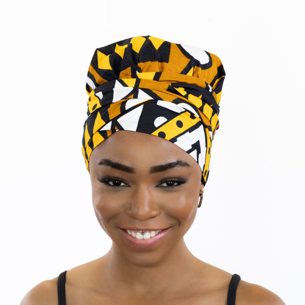 Easy headwrap - Gorro de pelo forrado satinado - Mostaza / amarillo Samakaka