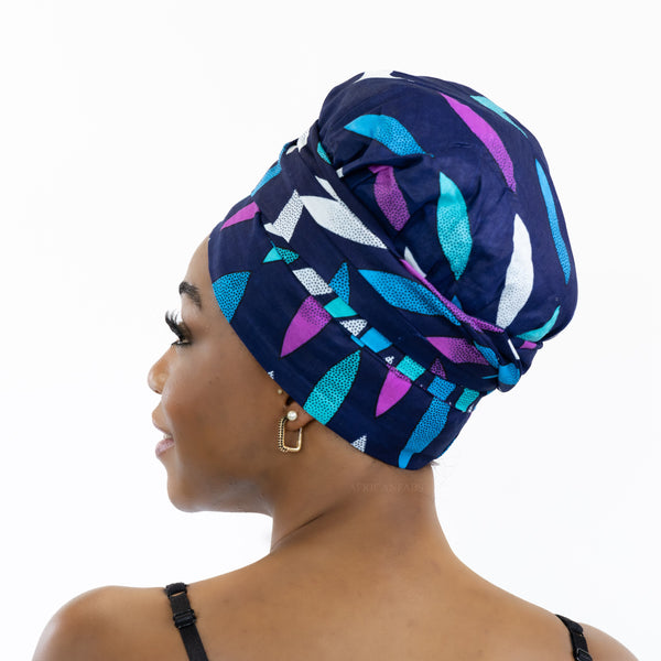 Easy headwrap - Gorro de pelo con forro de satén - Rayo de sol azul / rosa