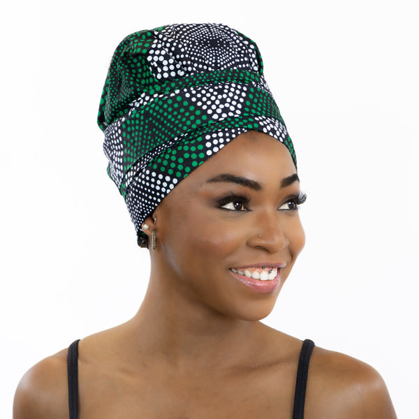 Easy headwrap - Gorro de pelo con forro de satén - Green Diamonds