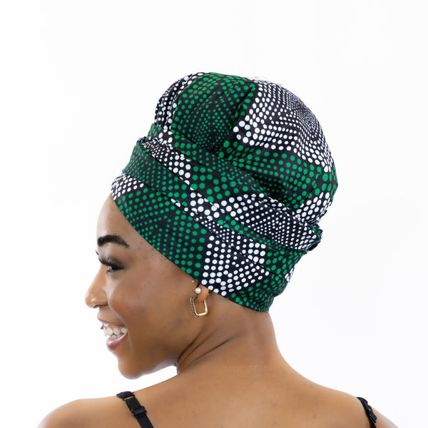 Easy headwrap - Gorro de pelo con forro de satén - Green Diamonds