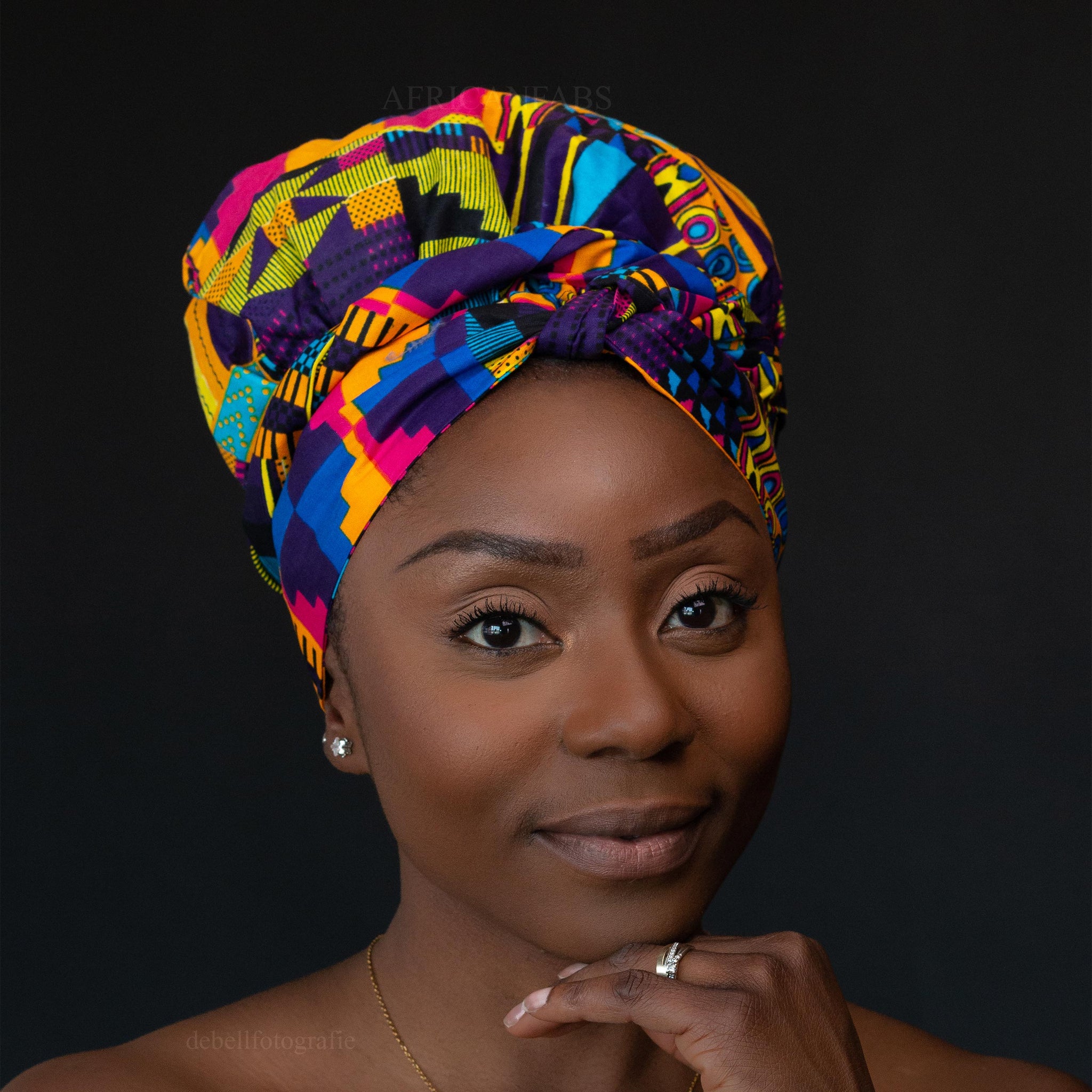 Easy headwrap - Gorro de pelo con forro satinado - kente multicolor / morado