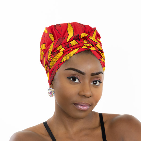 Easy headwrap - Gorro de pelo con forro de satén - Rayo de sol rojo/amarillo