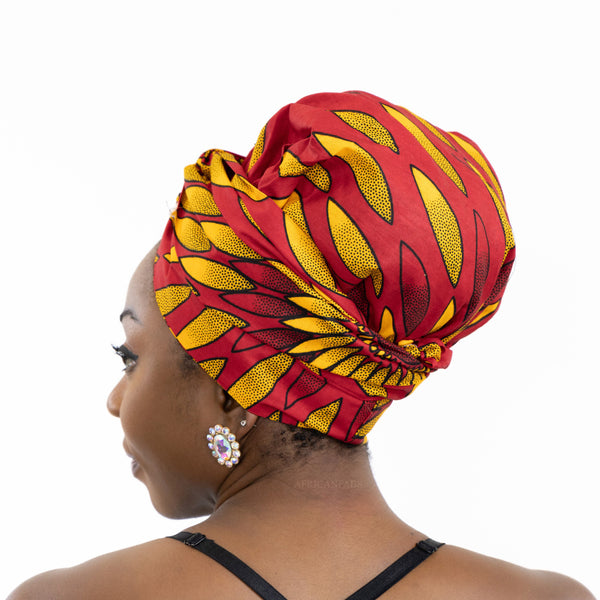 Easy headwrap - Gorro de pelo con forro de satén - Rayo de sol rojo/amarillo