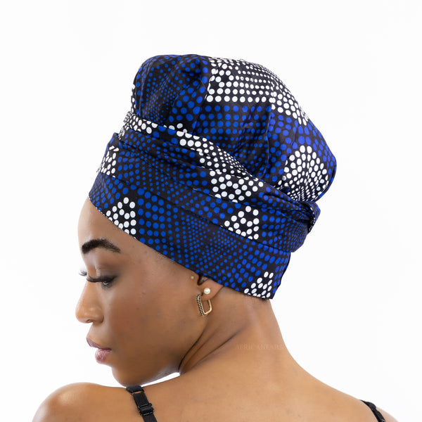 Easy headwrap - Gorro de pelo con forro de satén - Blue Diamonds