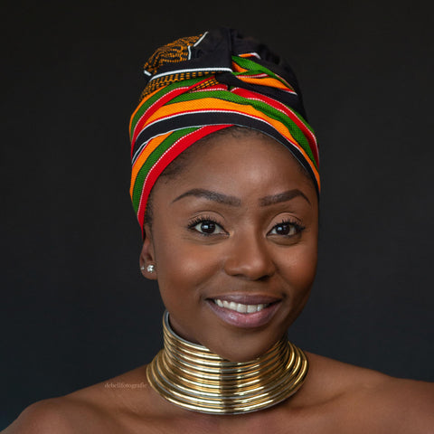 Easy headwrap - Gorro forrado de satén - Pan Africa / negro