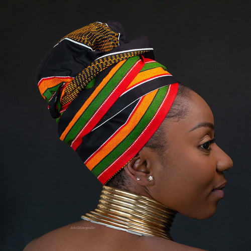 Easy headwrap - Gorro forrado de satén - Pan Africa / negro