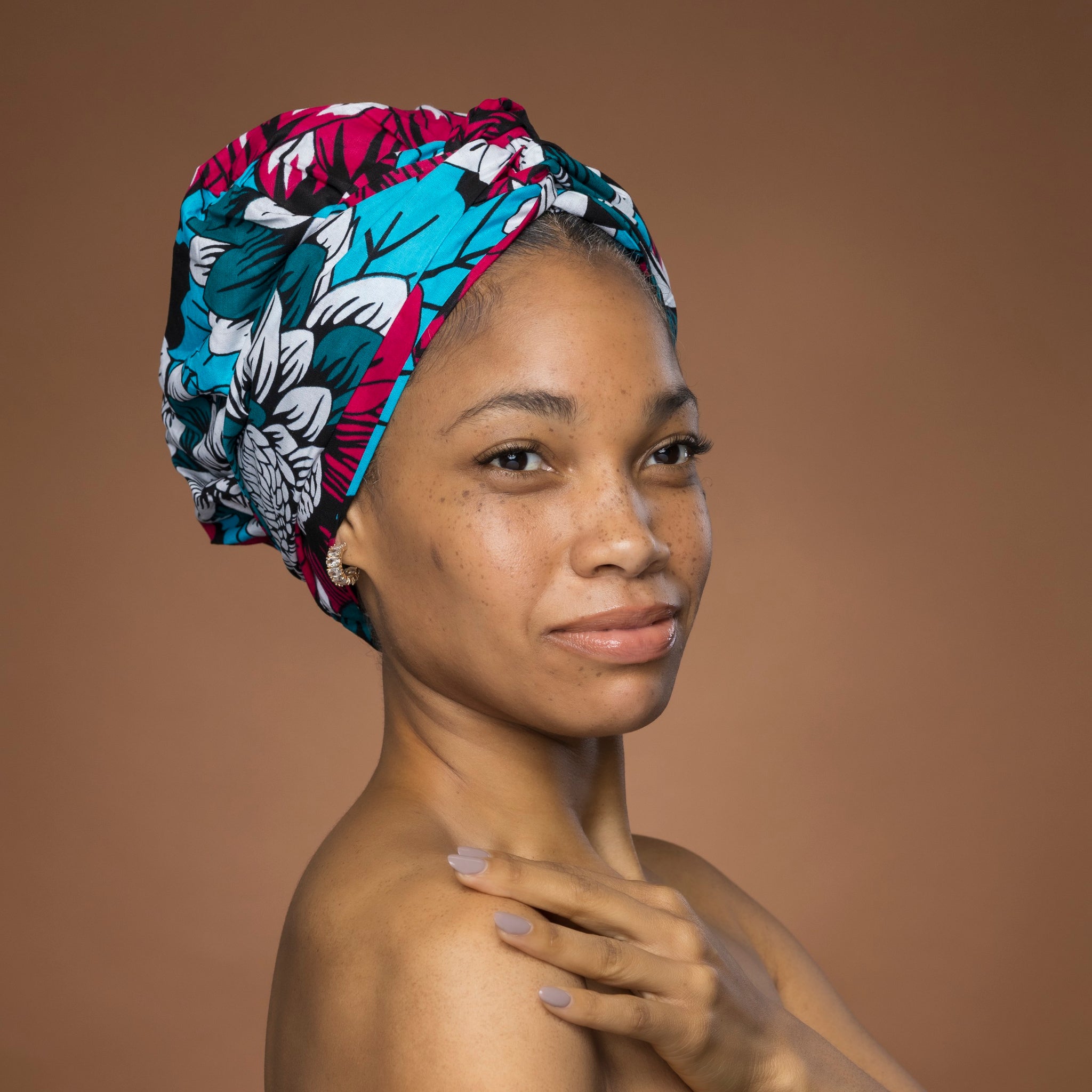 Easy headwrap - Gorro de pelo con forro satinado - Rosa & Teal Flores