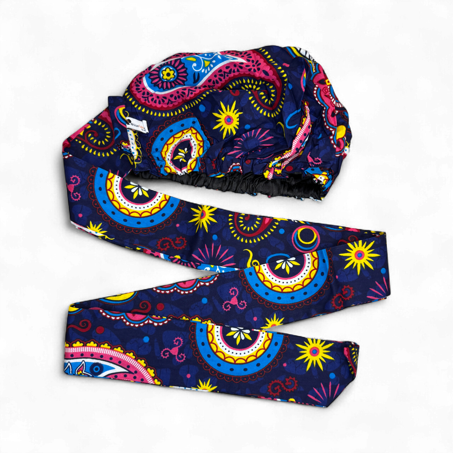 Easy headwrap - Gorro de pelo con forro satinado - Azul Rosa Paisley