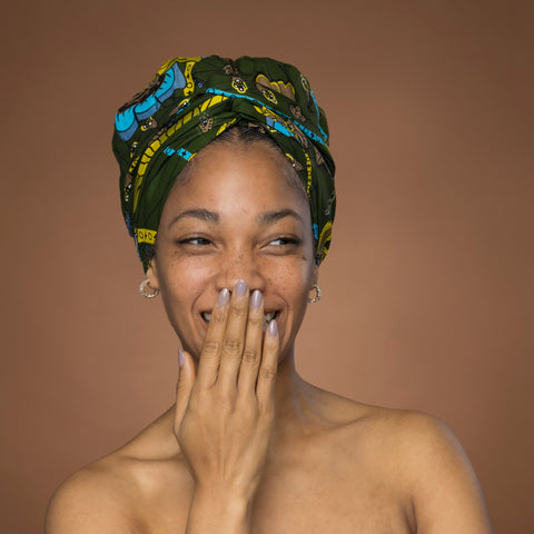 Easy headwrap - Gorro de pelo con forro satinado - Verde Botanical Flow