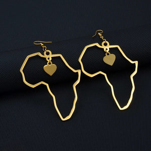 Pendientes - Continente Corazón Africano - Dorado