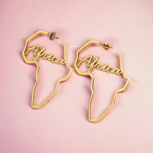 Pendientes - Continente Africano - Dorado