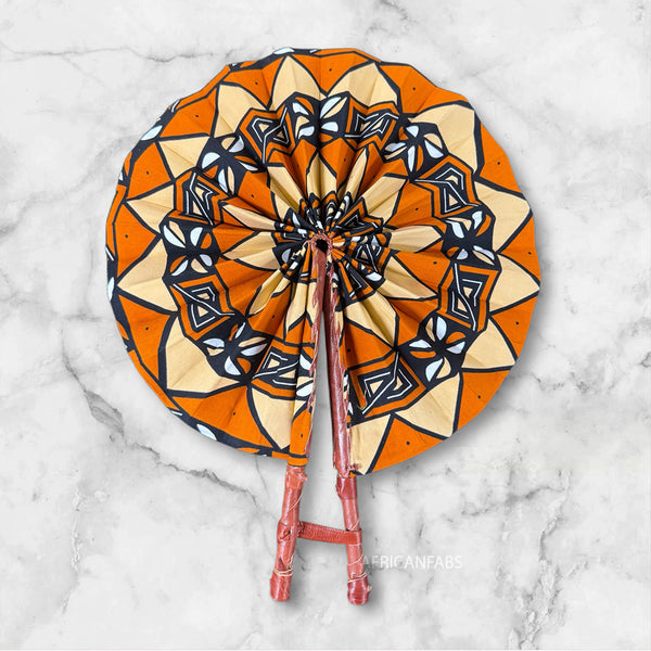 Abanico africano - Abanico estampado Ankara - Kofi - naranja