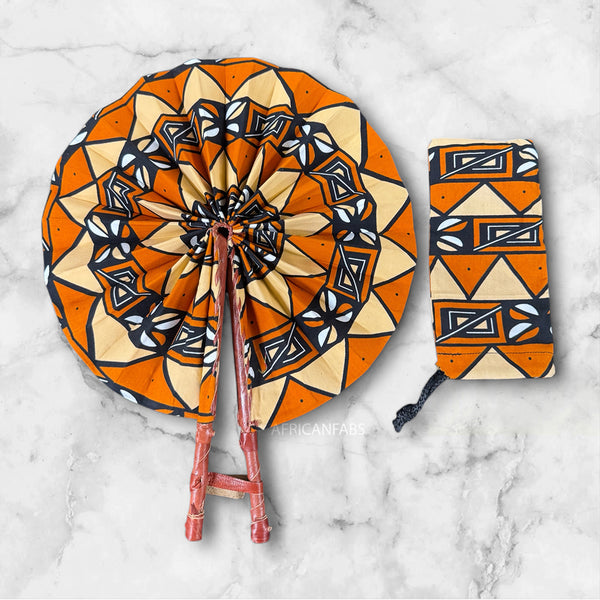 Abanico africano - Abanico estampado Ankara - Kofi - naranja