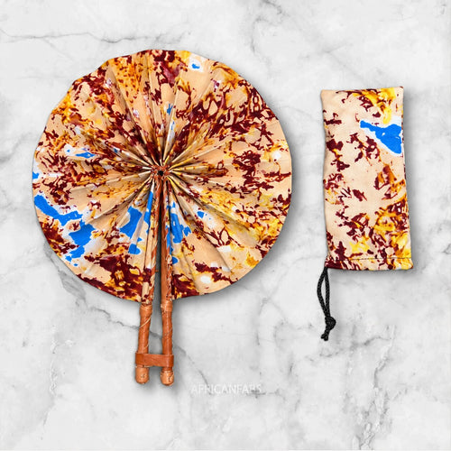 Abanico africano - Abanico estampado Ankara - Beige Burdeos Ama