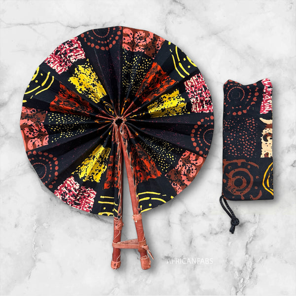 Abanico africano - Abanico estampado Ankara - Kosi - Negro