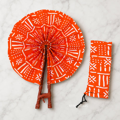 Abanico africano - Abanico estampado Ankara - Kwadwo - naranja